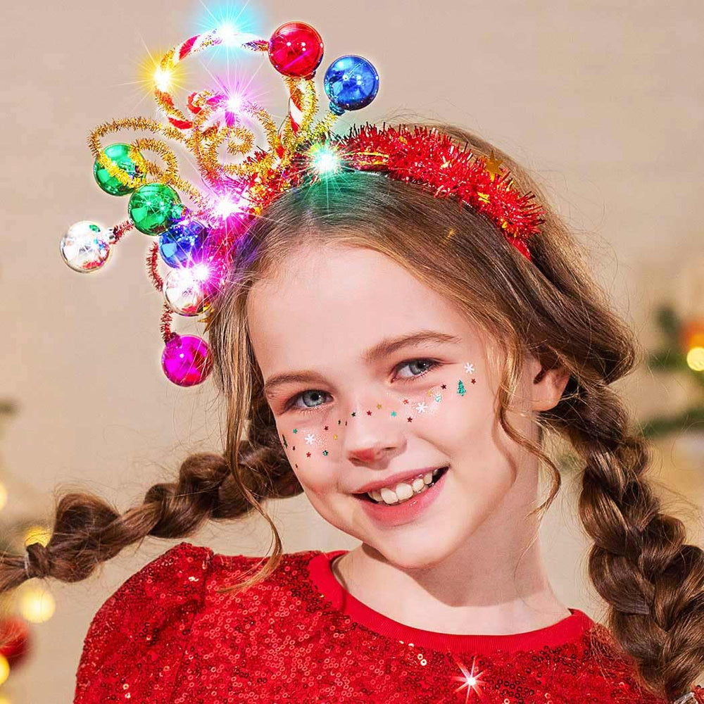 CAKURE Christmas headband worn by model for a chic prom or party look.