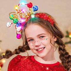 CAKURE Christmas headband worn by model for a chic prom or party look.