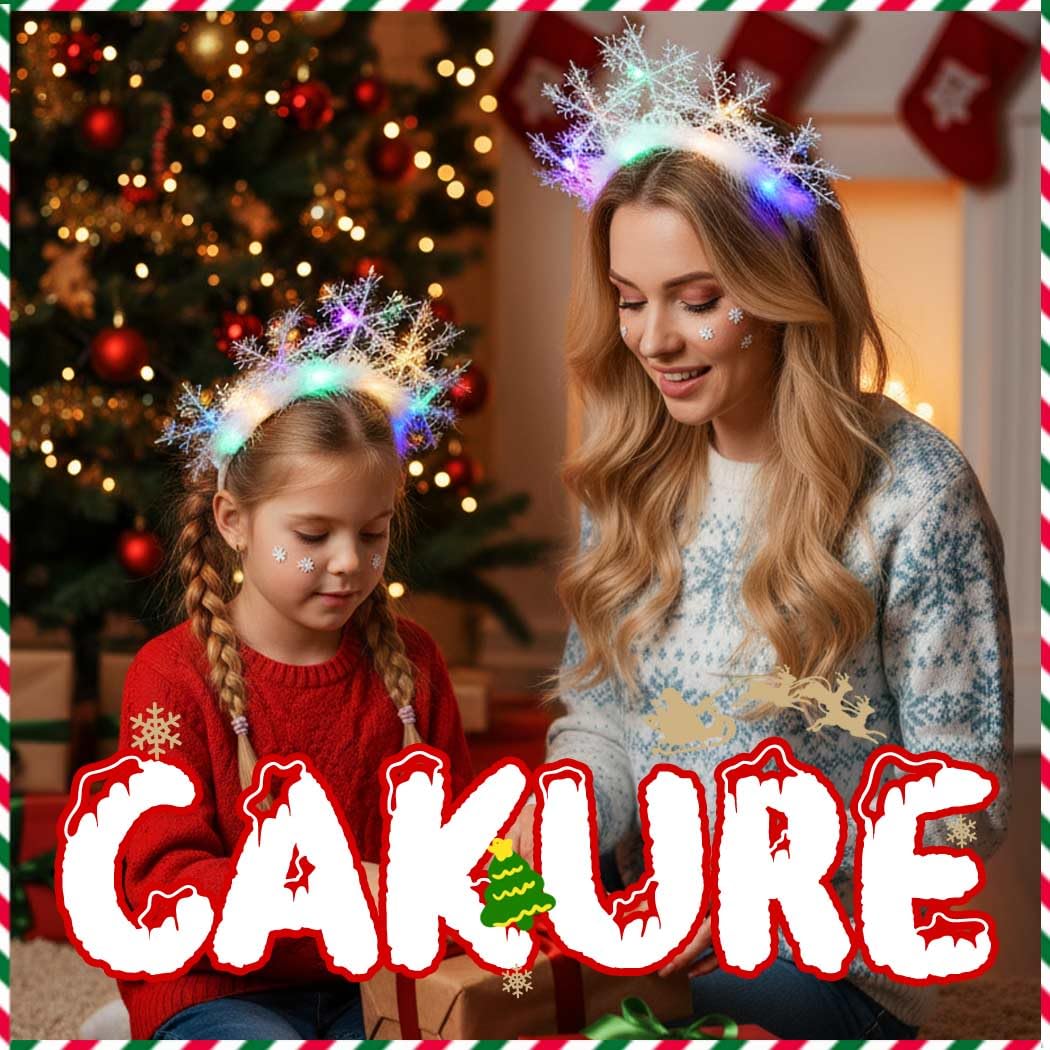 CAKURE snowflake headband enhancing winter photos with sparkling accents