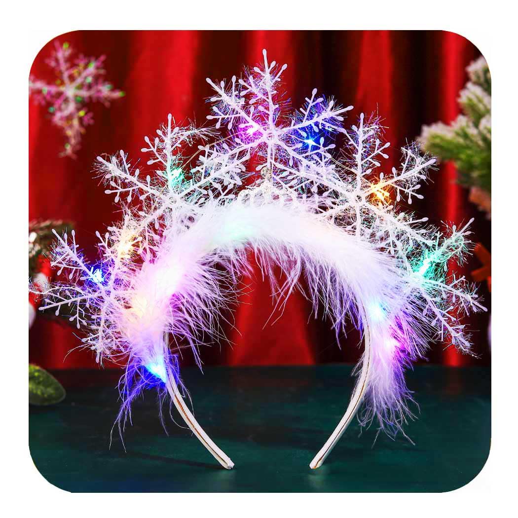 CAKURE light-up snowflake headband with detailed snowflake ornament for festive party wear