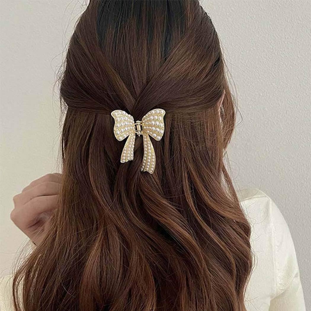 CAKURE two-pack pearl bow clips offer easy outfit enhancement.