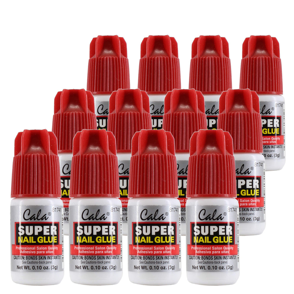 Cala Super Nail Glue bottle closeup showing fast-drying adhesion for salon nails