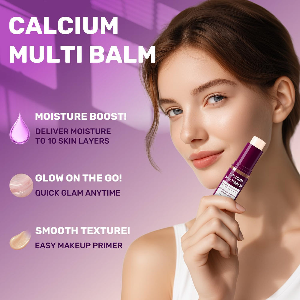 Calcium Volume Multi Balm face-application demonstrates smooth glide and quick absorption for daily use.