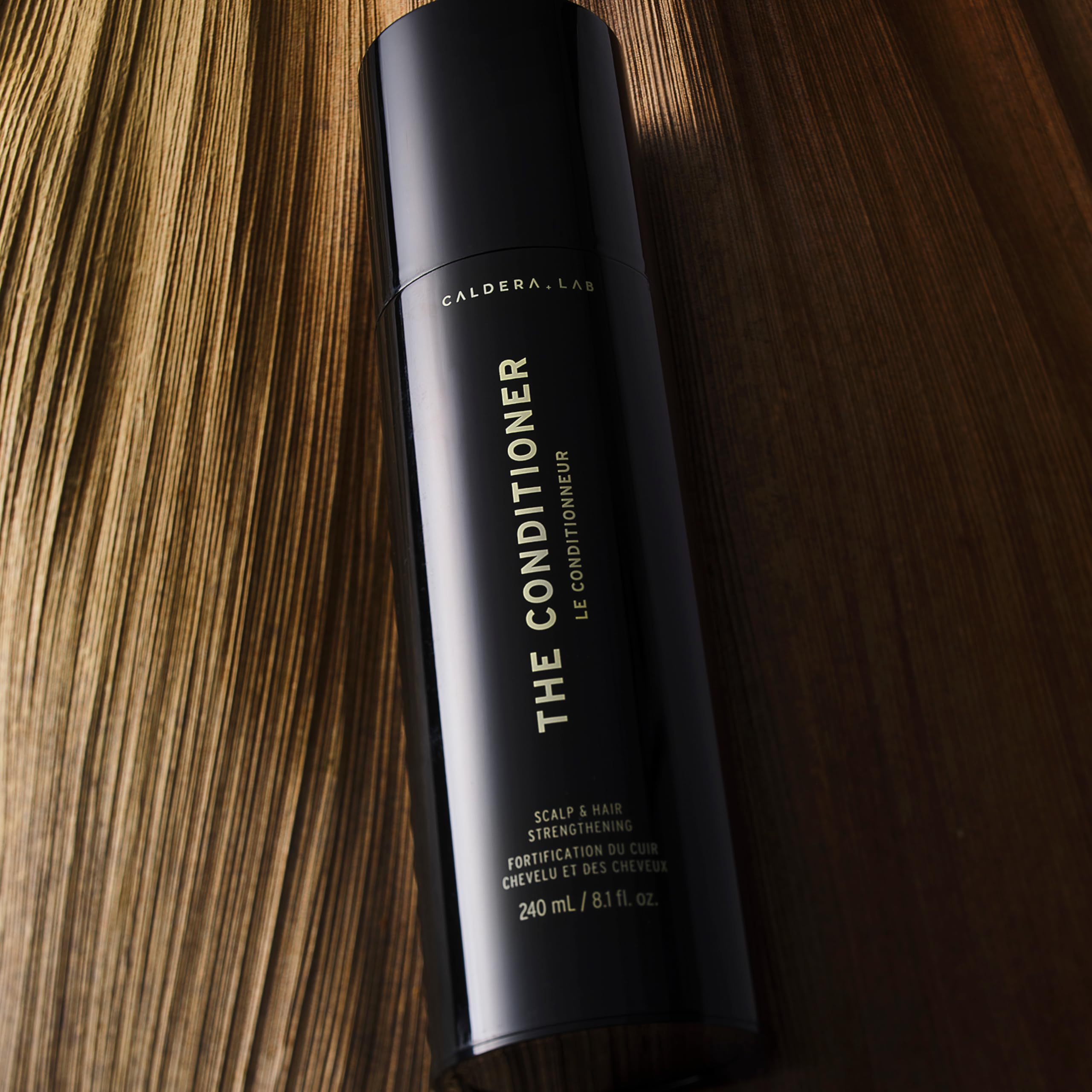 Caldera + Lab conditioner after-use hair glow, suggesting a low-maintenance routine.