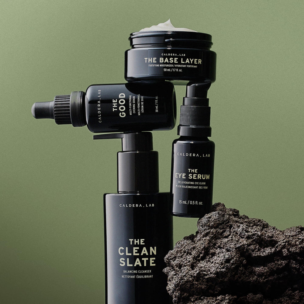 Caldera + Lab Eye Serum dropper targets dark circles and puffiness.