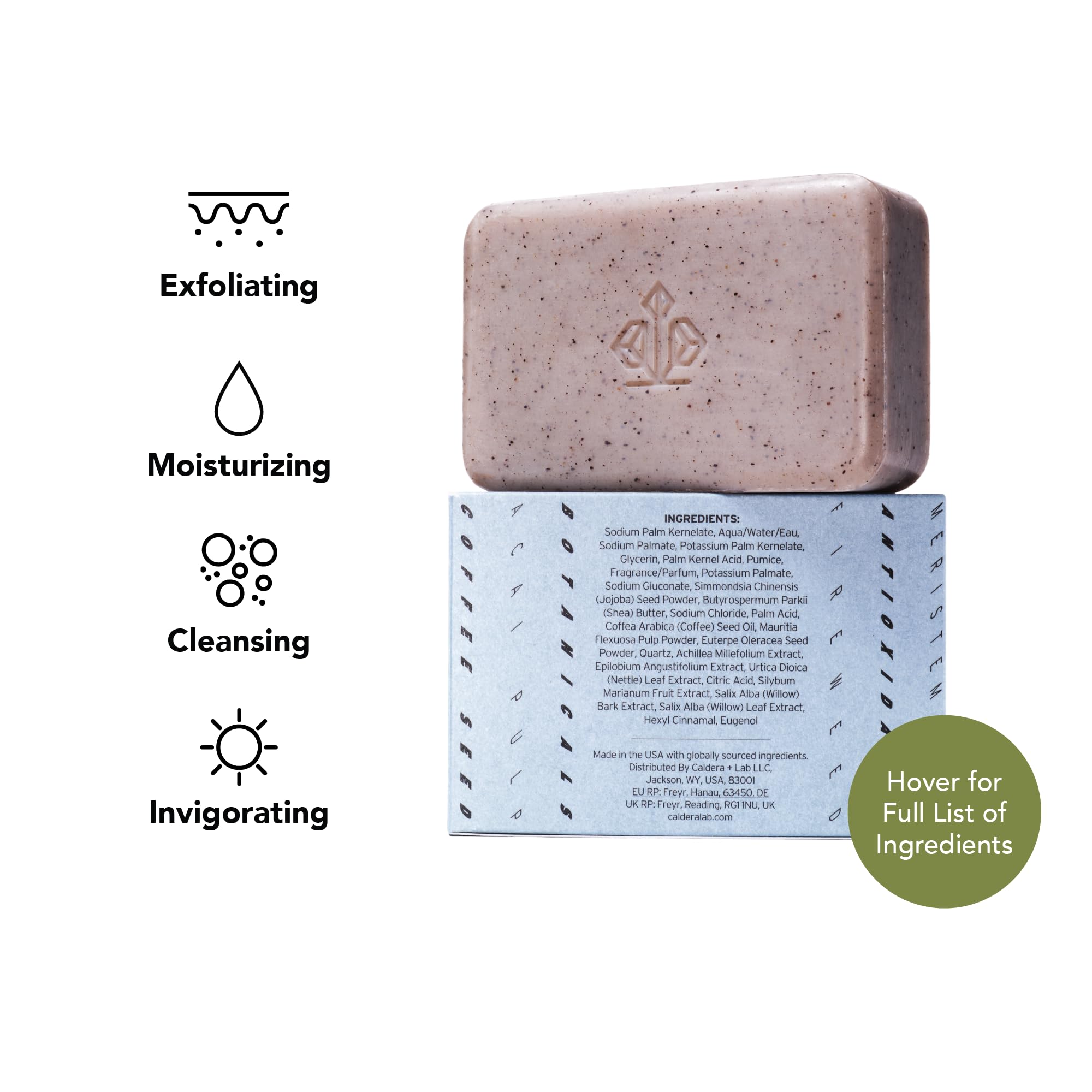 Caldera + Lab The Body Bar features coffee oil for a wakeful, refreshing moment.