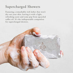 Caldera + Lab The Body Bar highlights shea butter for nourishing hydration during showers.