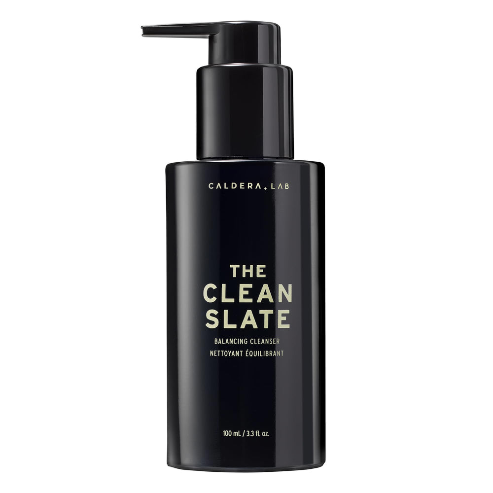 Caldera + Lab The Clean Slate bottle front shows a gentle vegan cleanser for sensitive skin.
