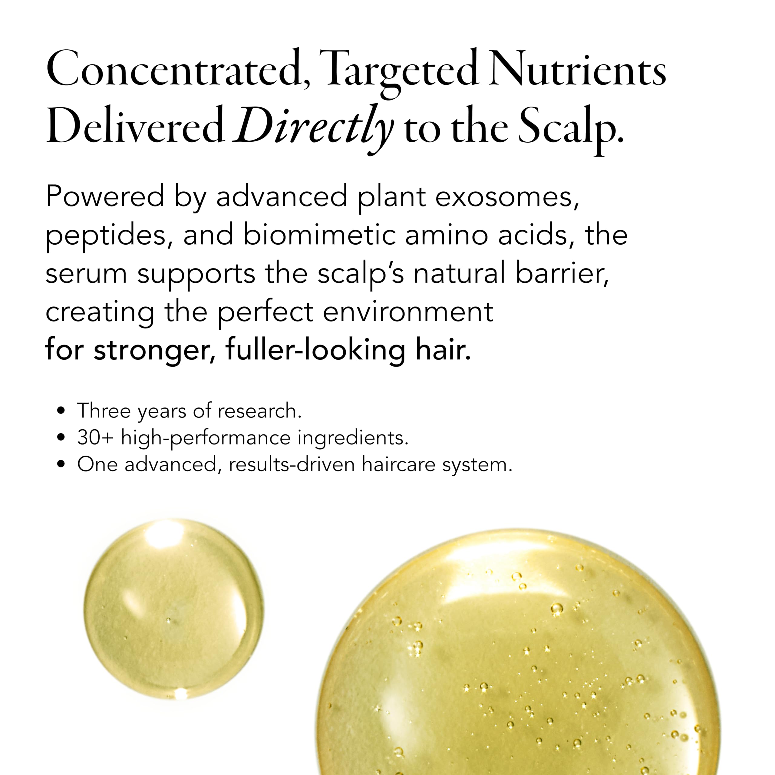 Caldera + Lab The Hair Serum texture close-up highlighting non-greasy absorption.