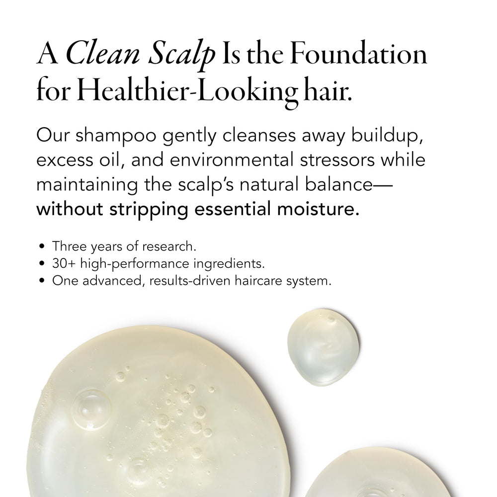 Caldera + Lab The Shampoo lather — gentle, sulfate-free cleanse.