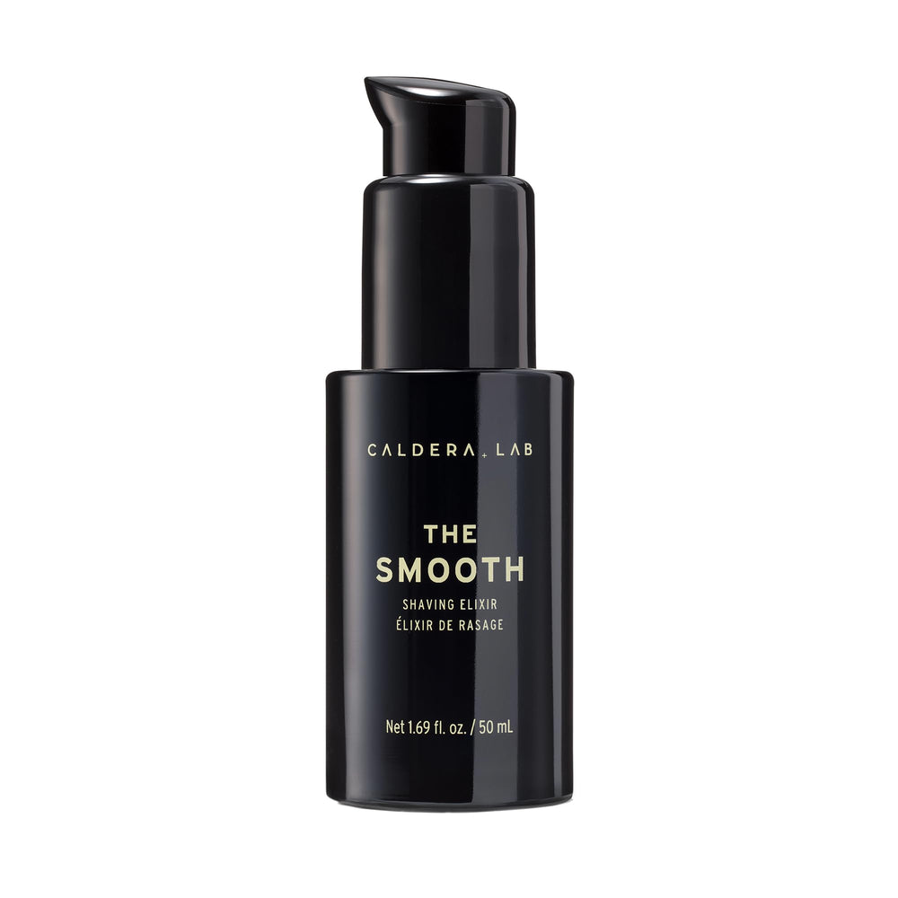 Caldera + Lab The Smooth bottle with pump for a gentle, close shave.