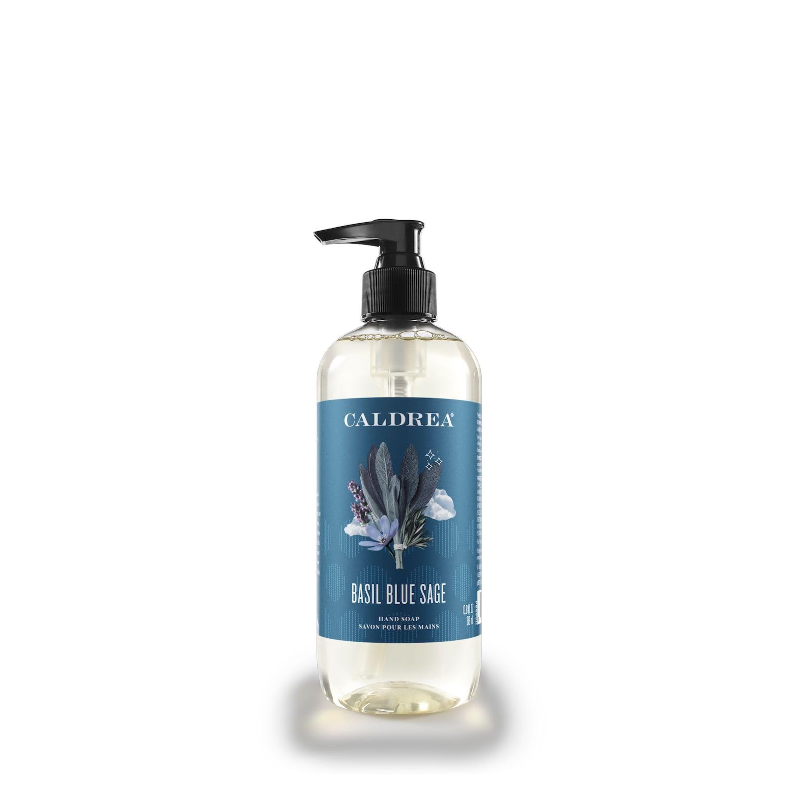 Caldrea Basil Blue Sage hand wash bottle with refreshing fragrance for kitchen or bath