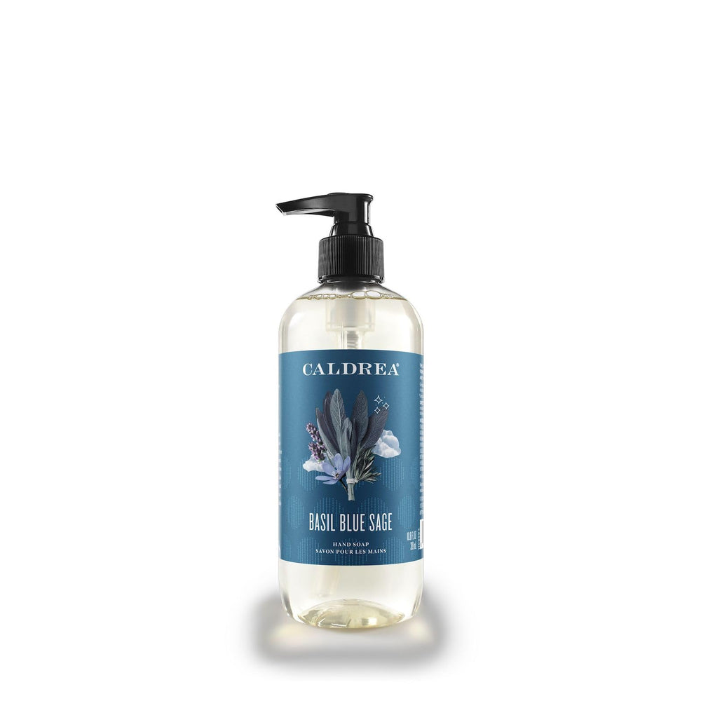 Caldrea Basil Blue Sage hand wash bottle with refreshing fragrance for kitchen or bath