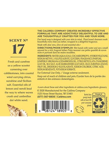 Caldrea Sea Salt Neroli hand wash lather demonstrates rich foam for gentle cleansing.