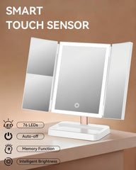 CALEPOP vanity mirror 3X magnification helps apply eyeliner with accuracy