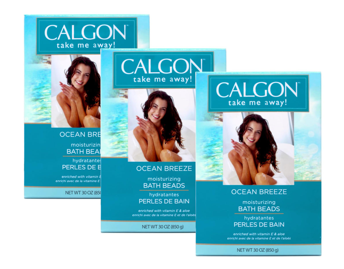 Calgon Ocean Breeze bath beads pack of 3 ready for a relaxing soak