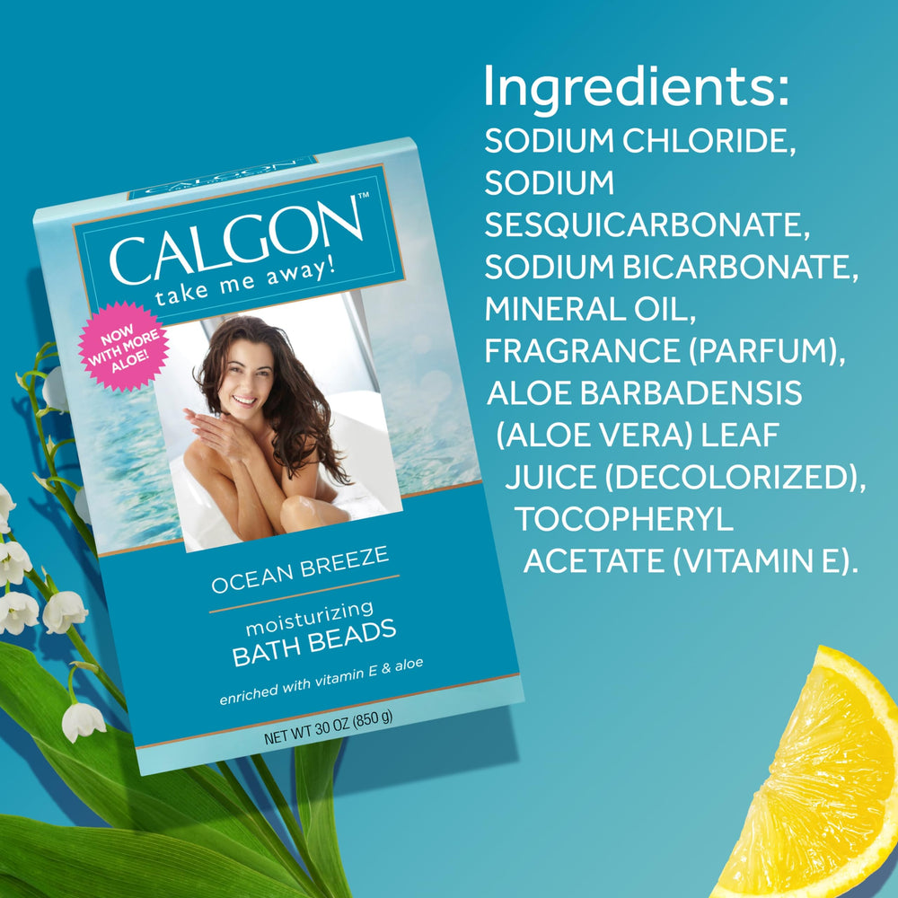 Calgon Ocean Breeze fragrance lingers gently after a soothing soak.