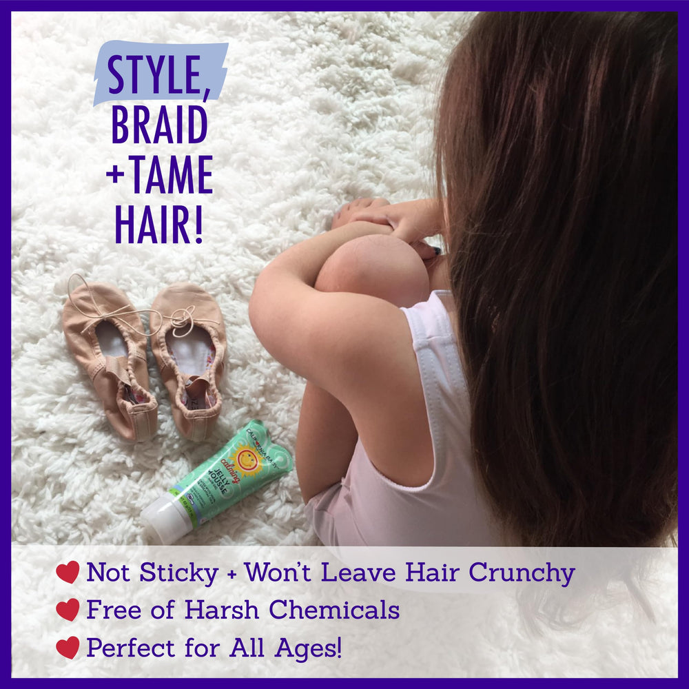 California Baby Calming Hair Gel lavender aroma on kids' hair.