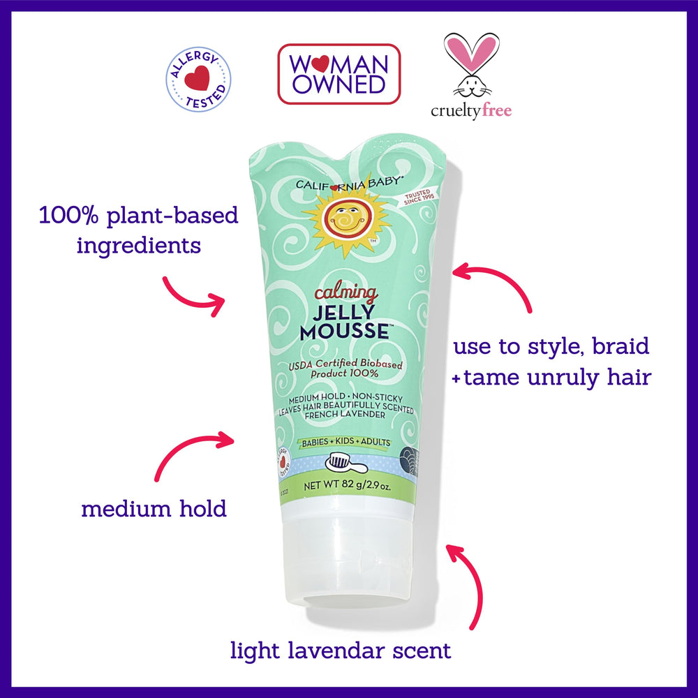 California Baby Calming Hair Gel helping style kids' hair without crunch.