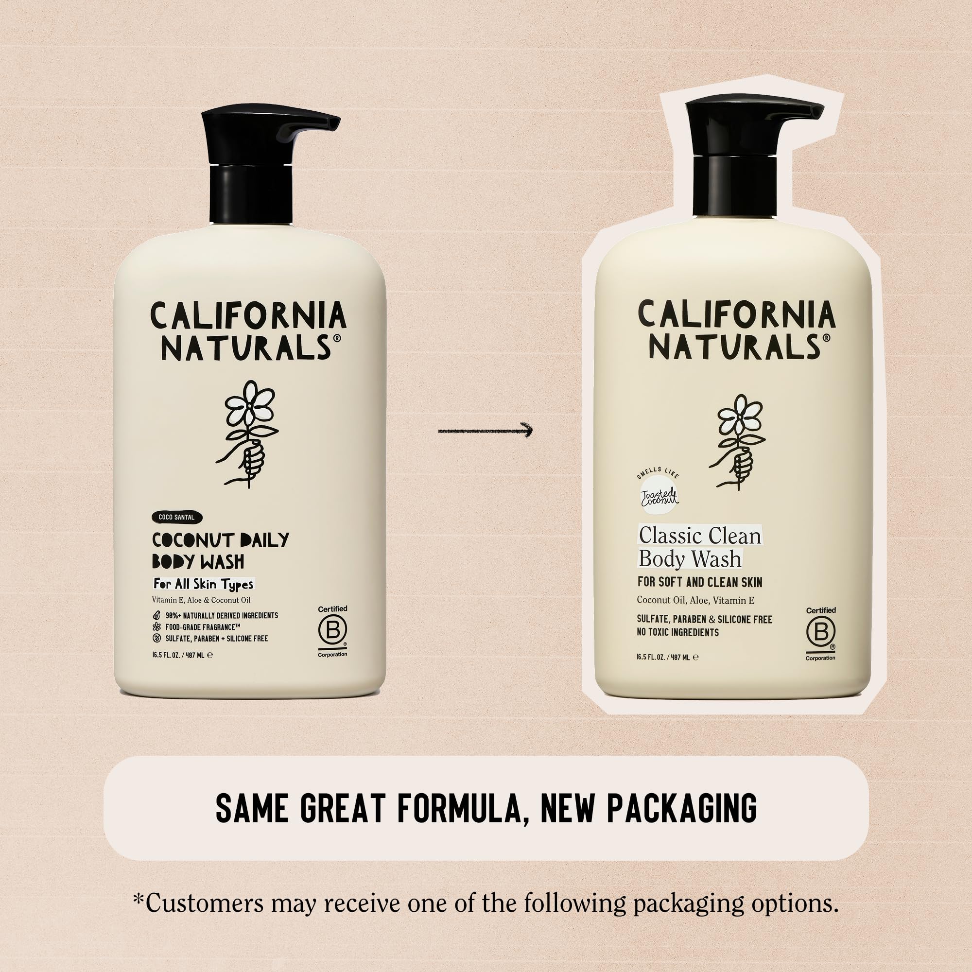 California Naturals Body Wash vegan cruelty-free badge communicates ethics and wellness alignment.