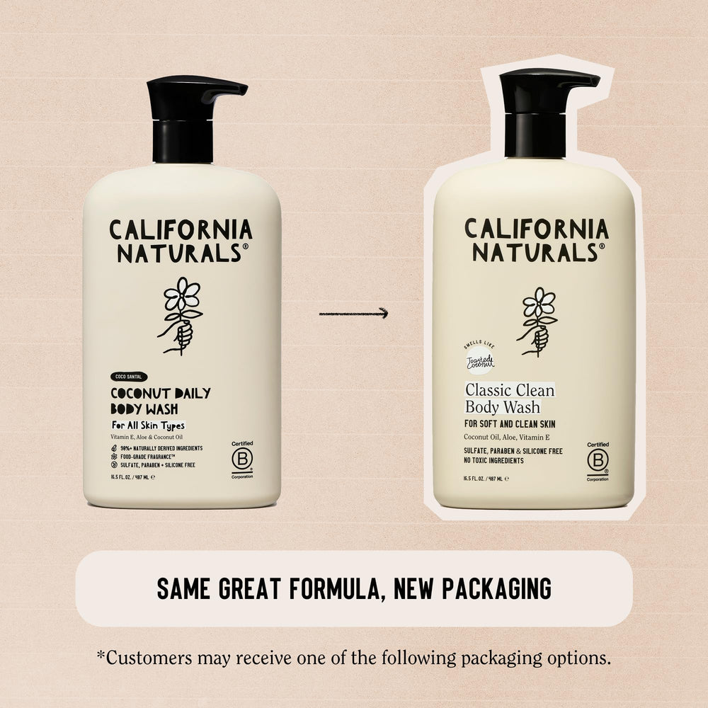 California Naturals Body Wash vegan cruelty-free badge communicates ethics and wellness alignment.