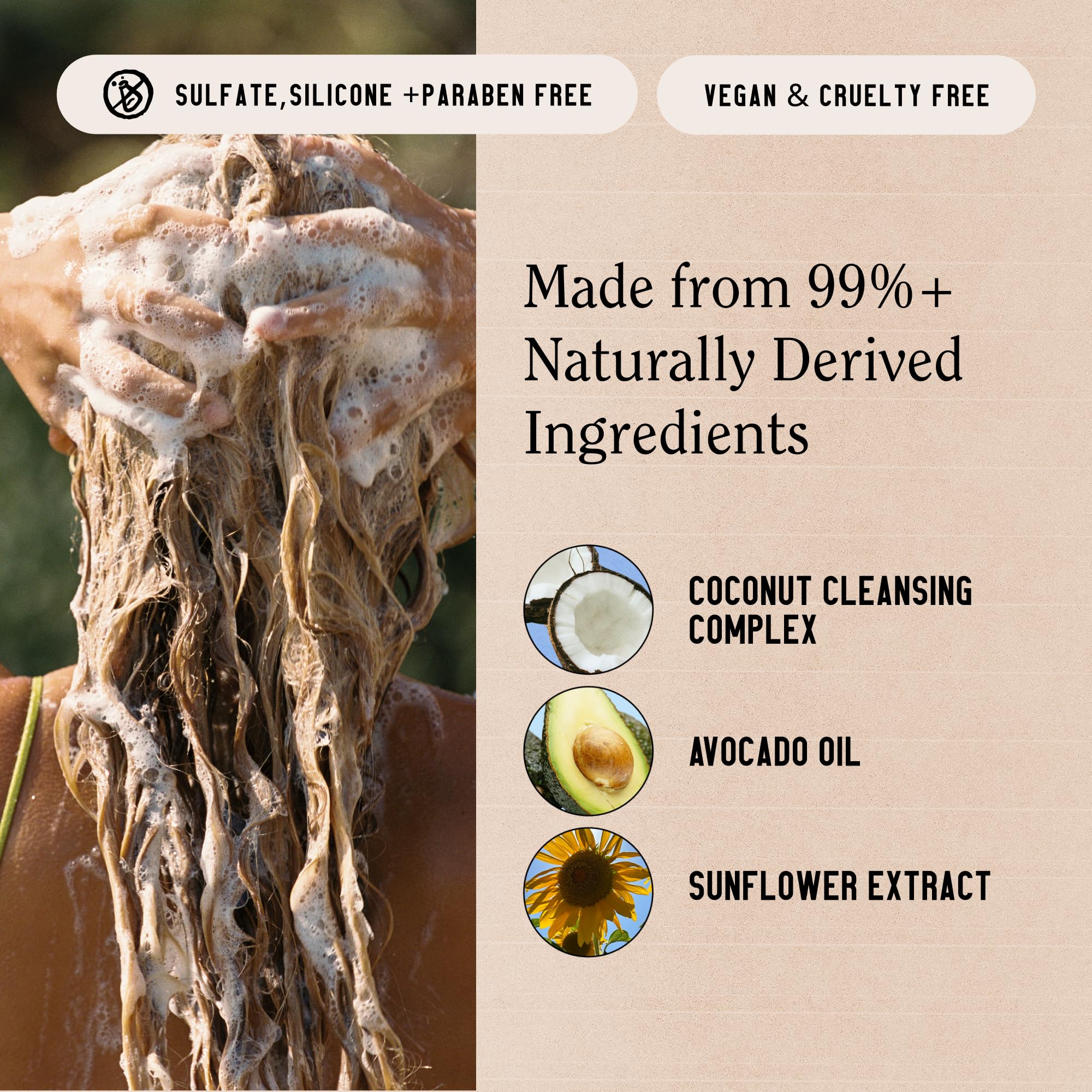 California Naturals Coconut Conditioner application close-up shows detangling and softness