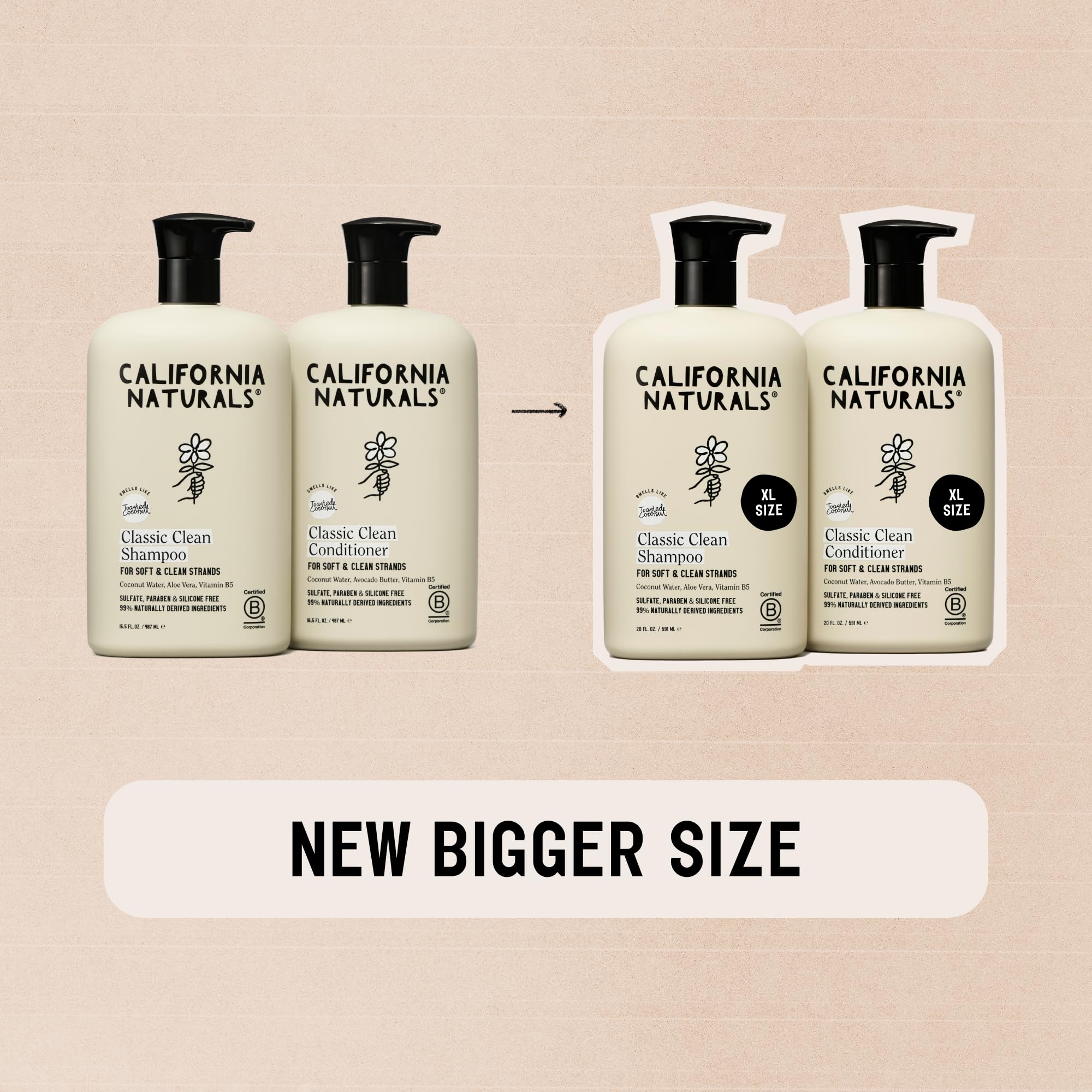 California Naturals Coconut Shampoo label highlights Leaping Bunny certification and natural ingredients