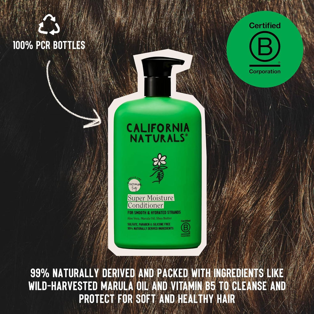 California Naturals Super Moisture Conditioner hair strands closeup reveals soft, manageable hair