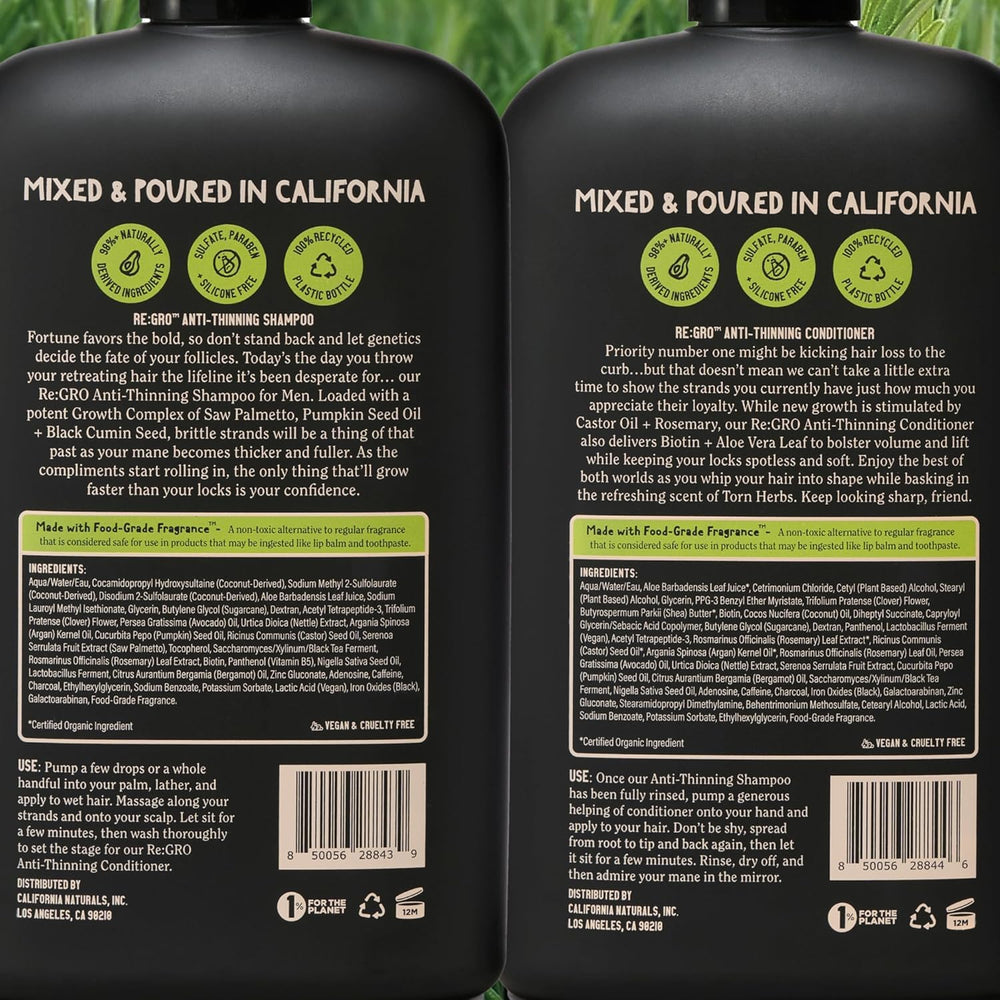 California Naturals Mens Re:GRO argan oil ingredient closeup highlights nourishment