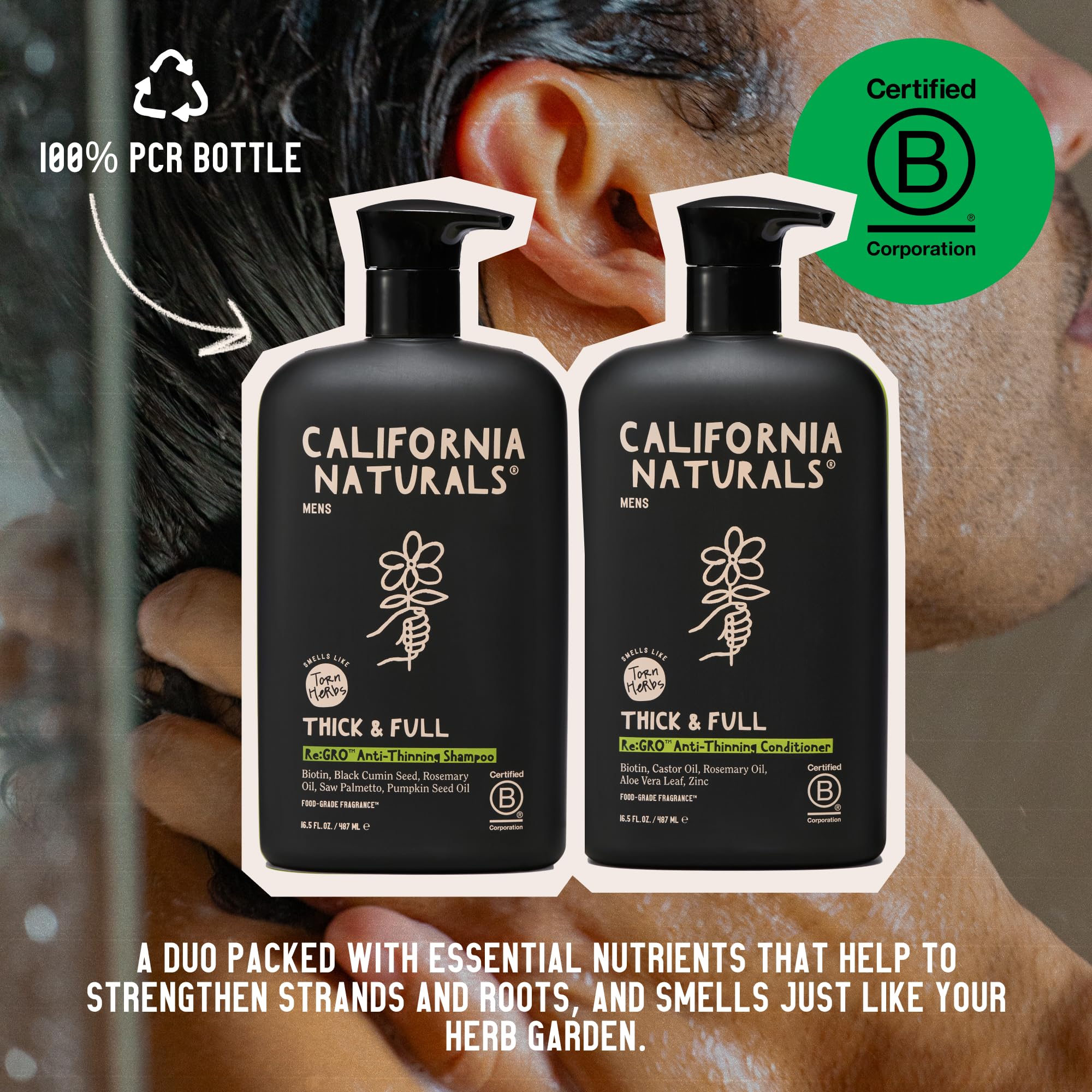 California Naturals Mens Re:GRO rosemary scalp boost focuses on follicle support