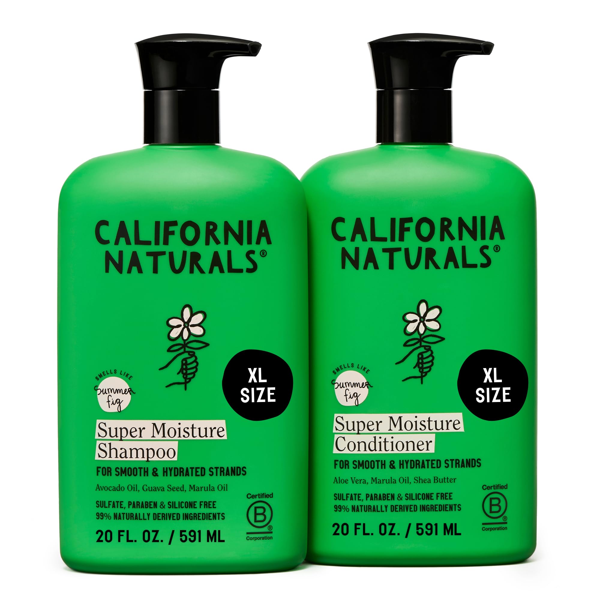 California Naturals Moisture Shampoo bottle shows hydrating cleanse for dry hair.