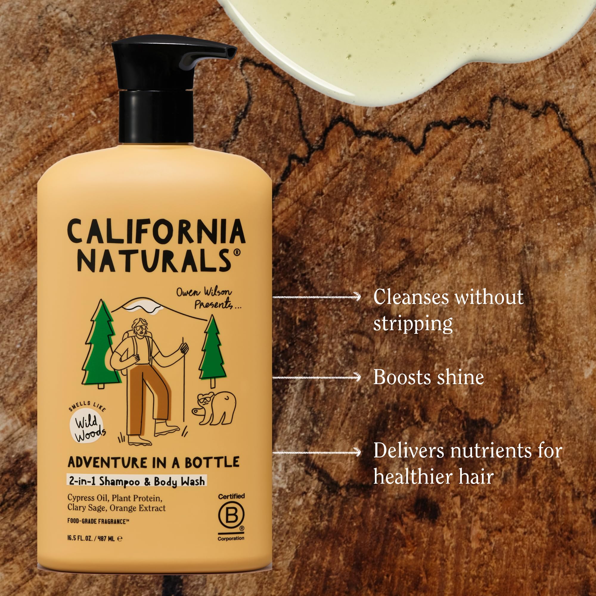 California Naturals Owen Wilson 2en1 textura cremosa que genera espuma suave