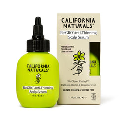 California Naturals Re:GRO serum bottle front shows a clean vegan formula for thinning hair