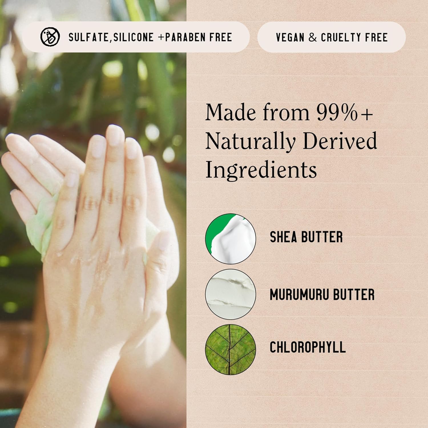 California Naturals Shea Avocado Murumuru ingredients closeup shows nourishing hydrators