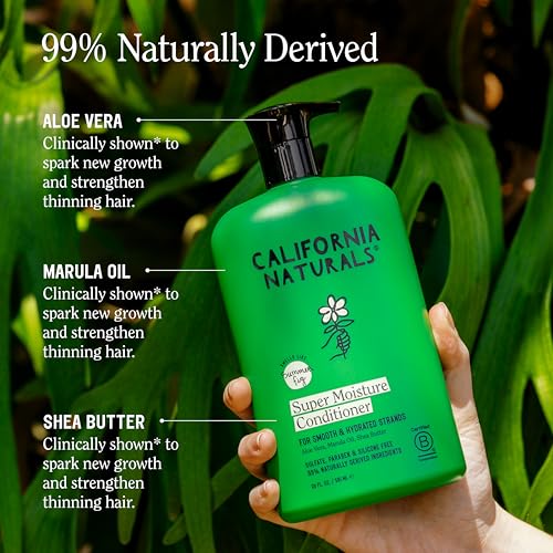 California Naturals Super Moisture Conditioner label closeup emphasizes toxin-free, clean formula