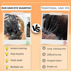 Callmynm Hair Dye Shampoo Cherry Brown application shows simple 20-45 minute ritual