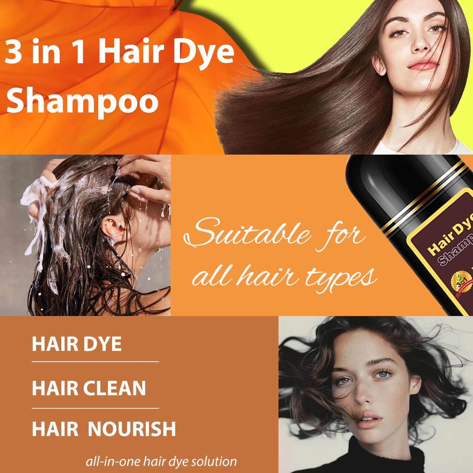 Callmynm Hair Dye Shampoo Cherry Brown color-result reveals vibrant, natural-looking shade