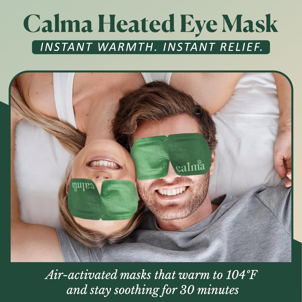 Calma 16-pack eye mask out of box ready for desk-side relaxation.