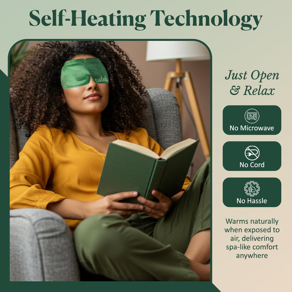 Calma eye mask soft fabric unscented ideal for restful breaks.