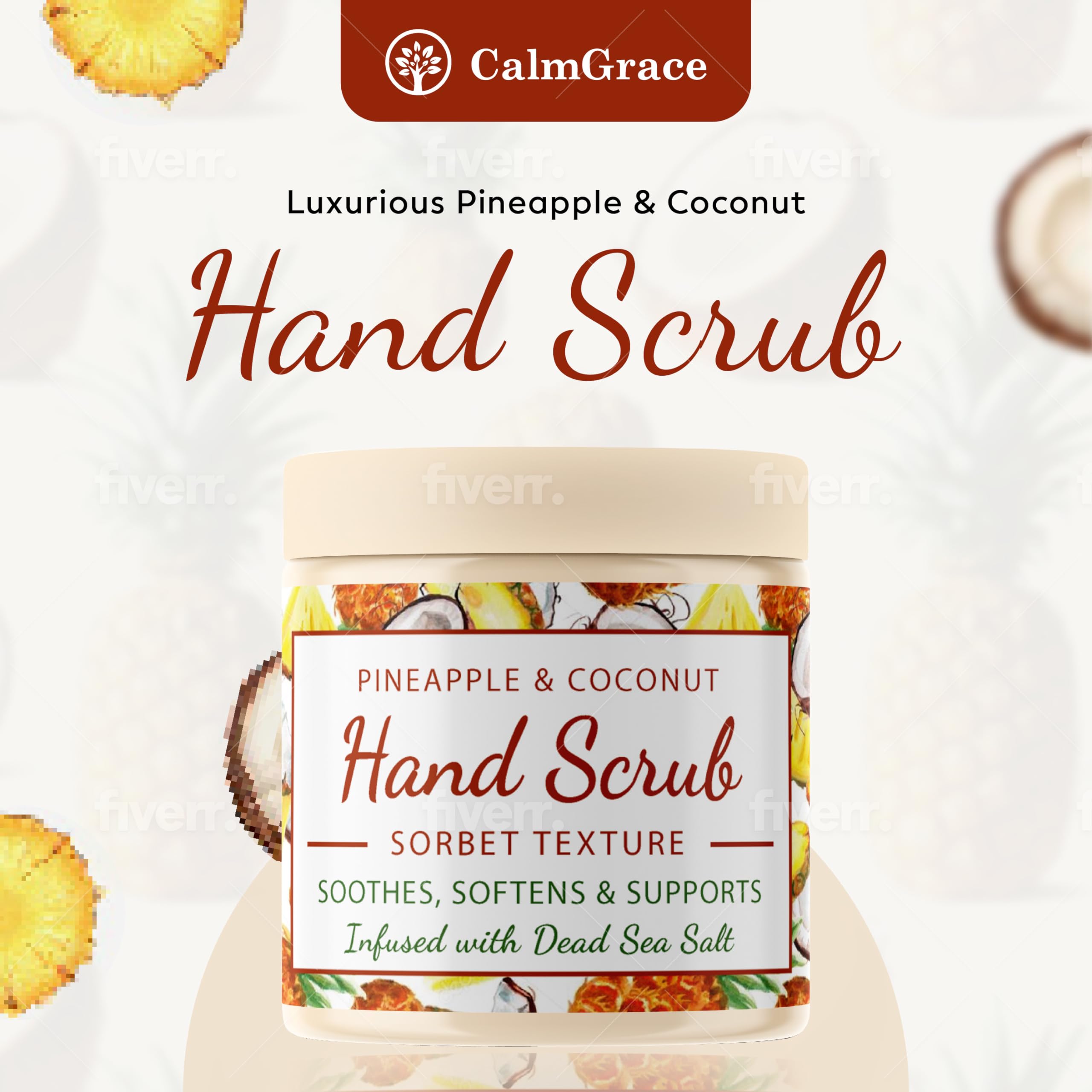 CalmGrace sorbet-texture close-up emphasizing gentle scrubbing and skin-smoothing action.