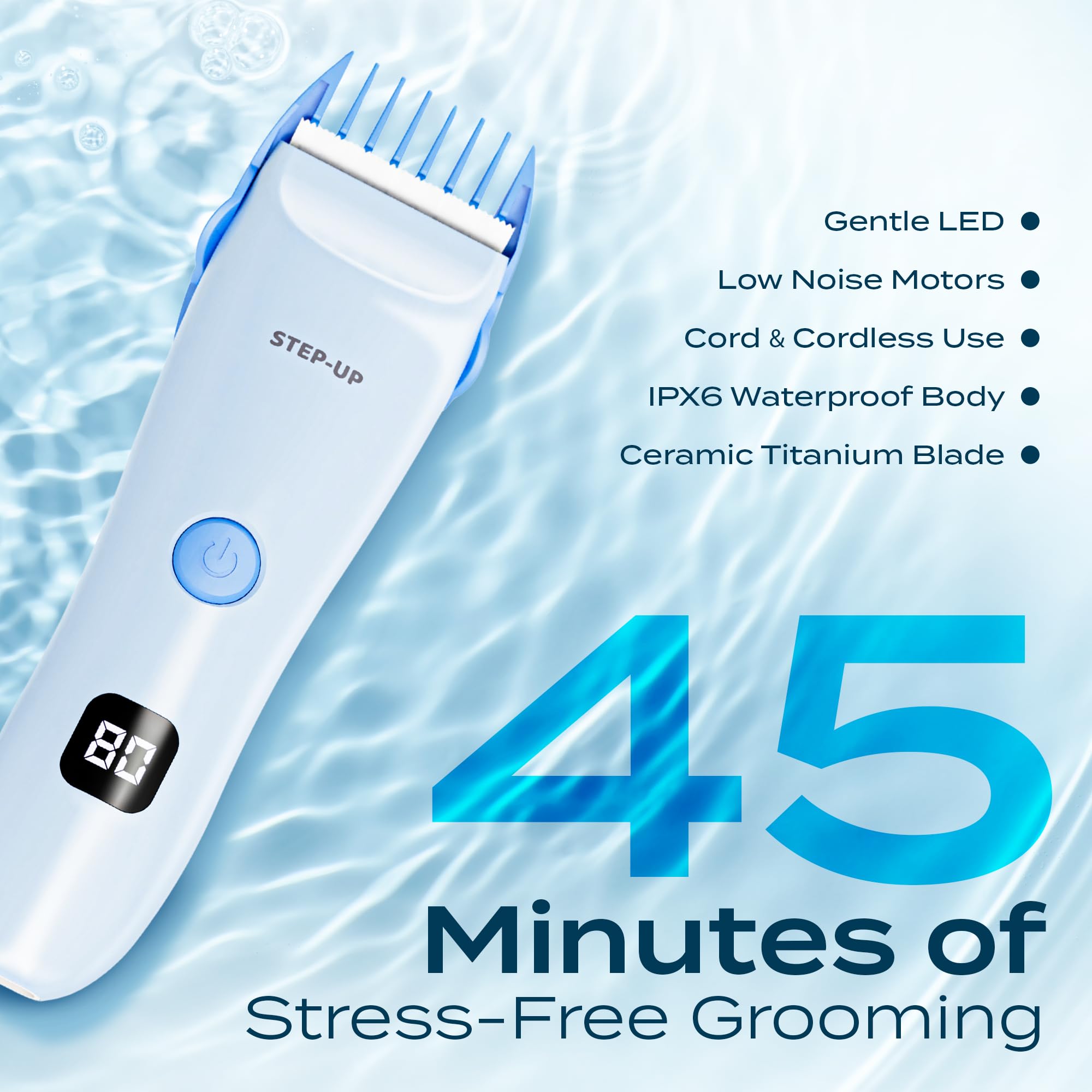 CALMING CLIPPER Step-Up durable, waterproof build for easy cleaning