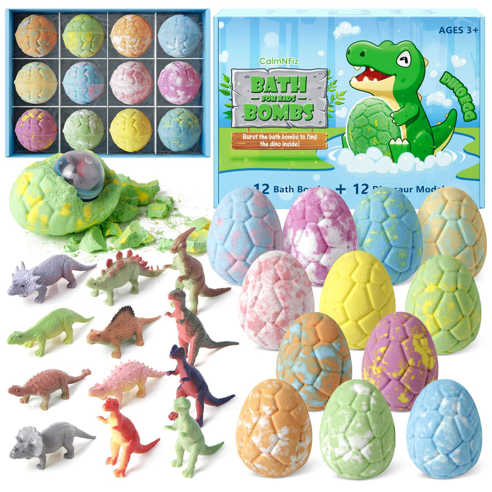 CalmNFiz dinosaur bathbomb with surprise toy inside for kids' bath time fun