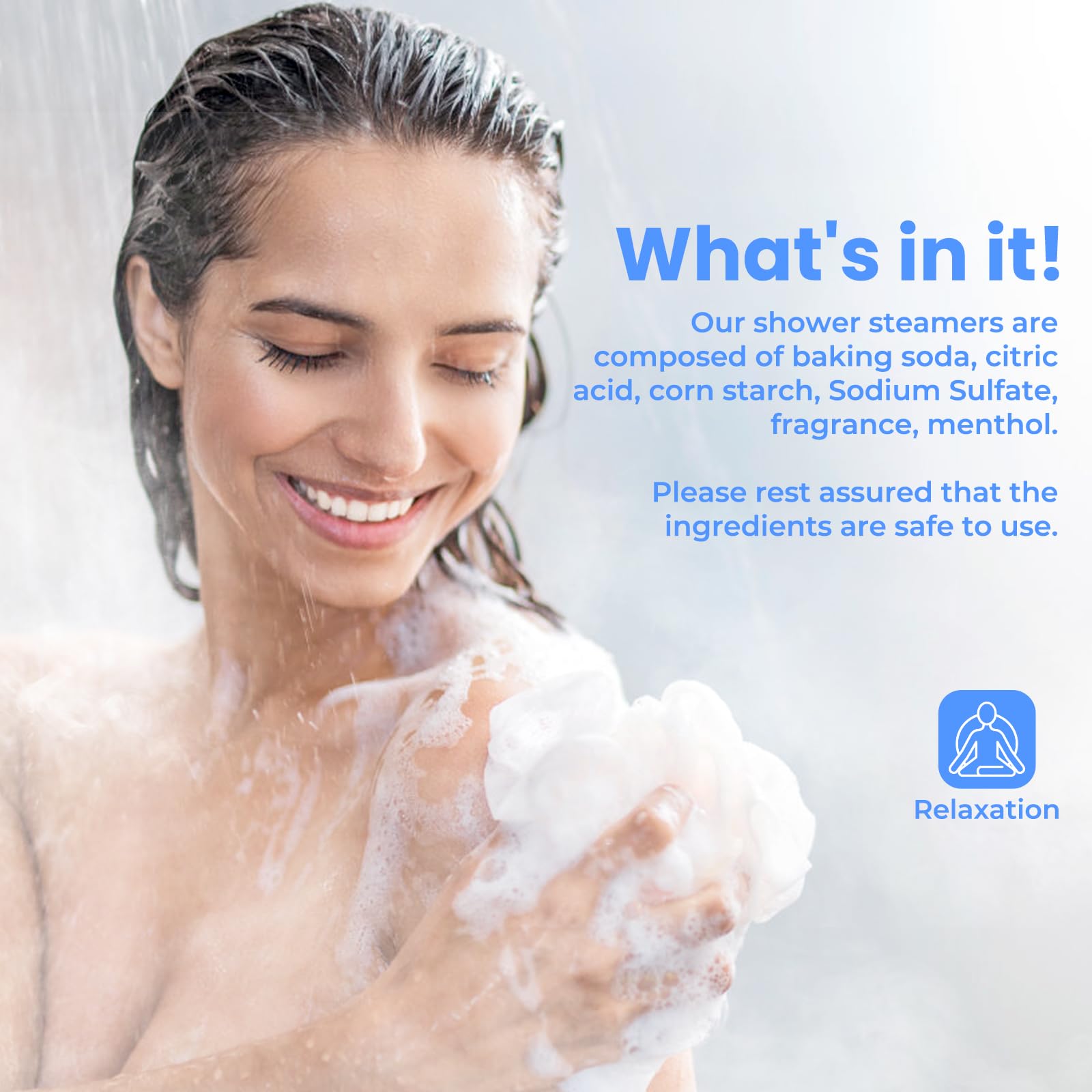 CalmNFiz steamers with shea butter for smoother shower skin.