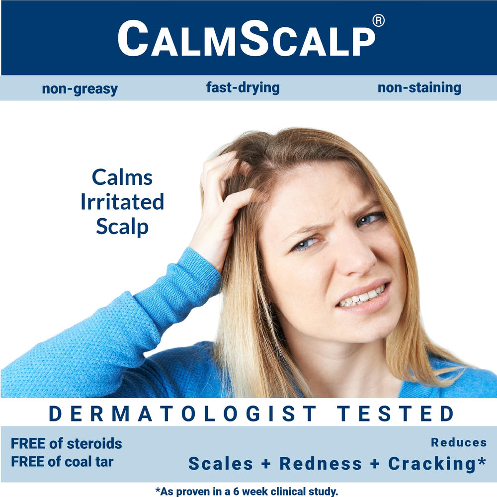 CalmScalp scalp close-up showing improved appearance around flakes.