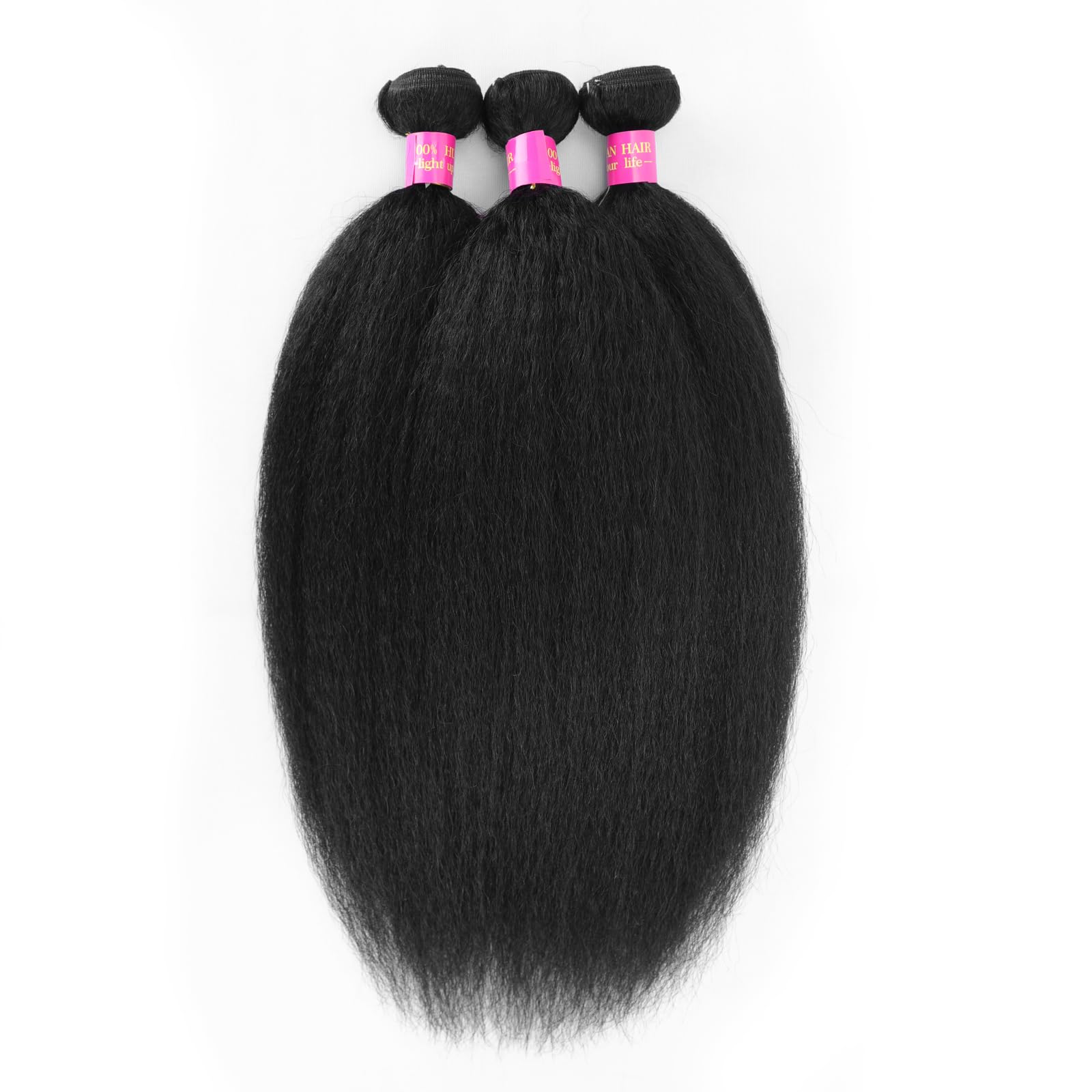 CALNESHIA kinky straight bundles available in 14, 16, and 18 inches for precise length.