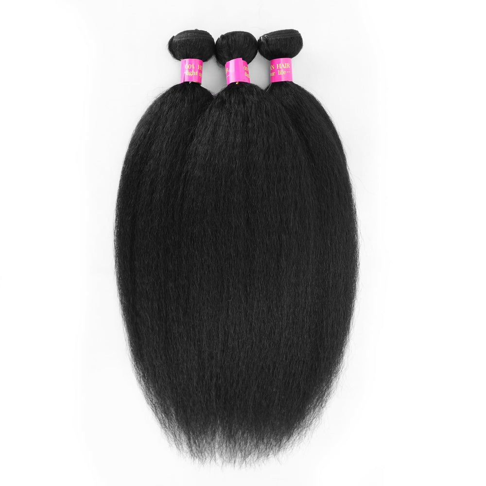 CALNESHIA kinky straight bundles available in 14, 16, and 18 inches for precise length.
