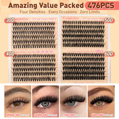 Calphdiar D-curly lash clusters deliver dramatic eye-opening without heaviness.