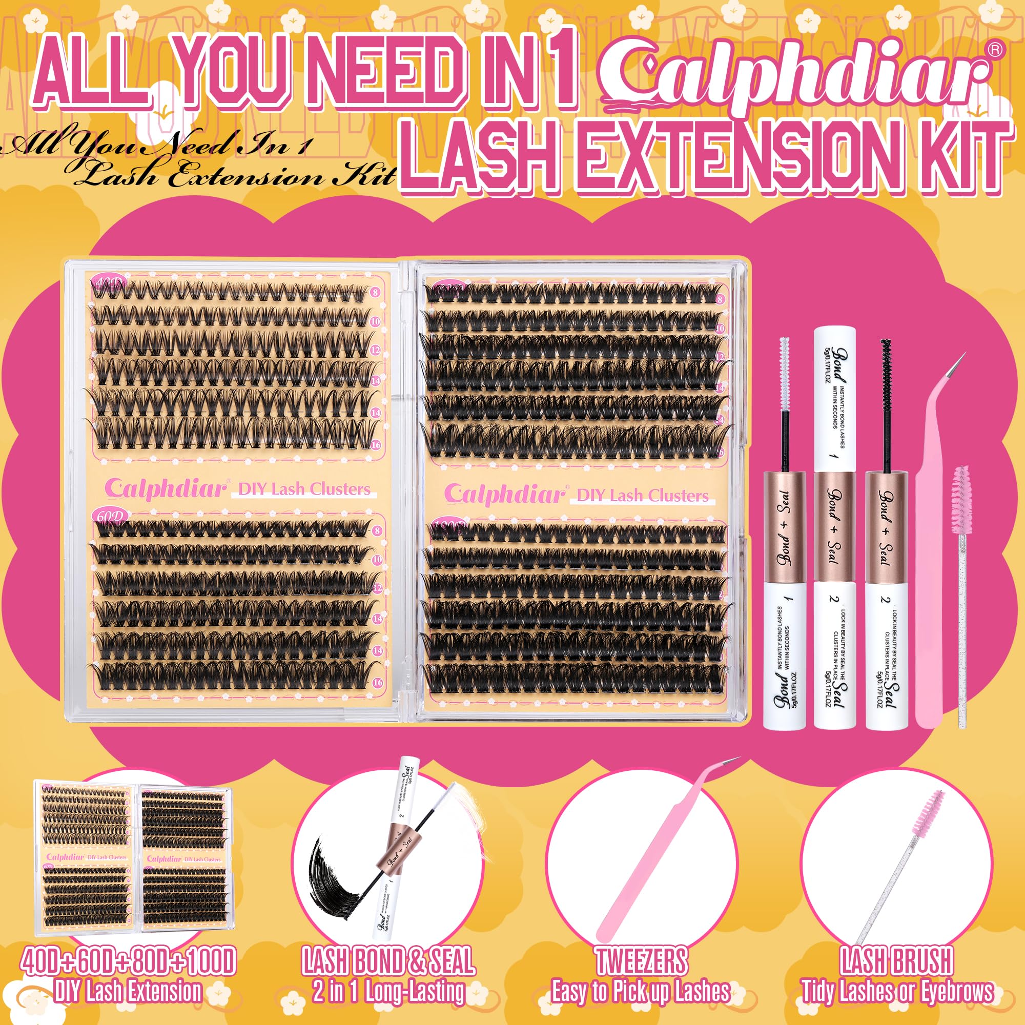 Calphdiar lash bond and seal helps secure extensions for long-lasting wear.