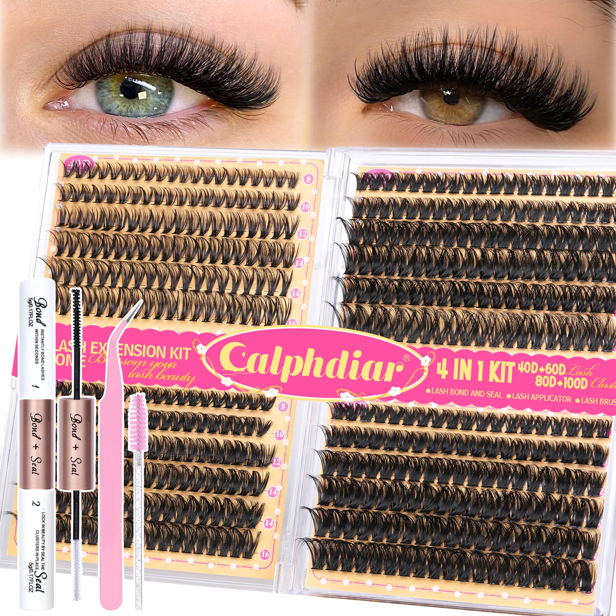 Calphdiar DIY lash extension kit wispy lashes 474pcs for salon-like at-home look.