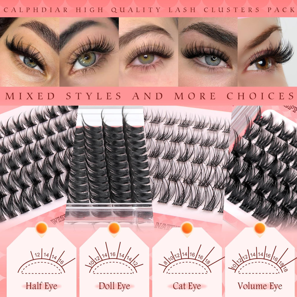 Calphdiar lash clusters 16mm length closeup provides fuller volume for statement eyes.